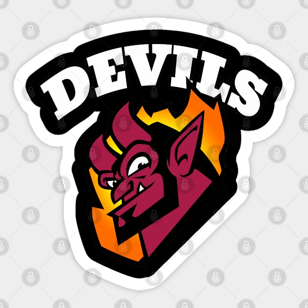 Devils Mascot (white letter) Sticker by Generic Mascots